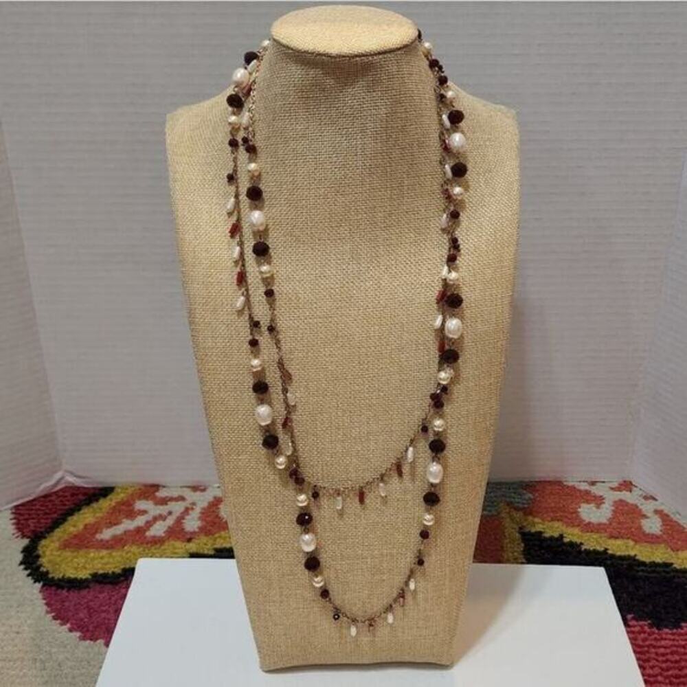 WHBM freshwater pearl beaded‎ charm necklace